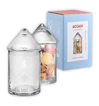 Mummi glasskrukke med lokk - Mummihuset 18,5cm