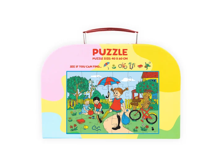 Pippi puslespill i koffert - 24 brikker 40 x 60 cm 