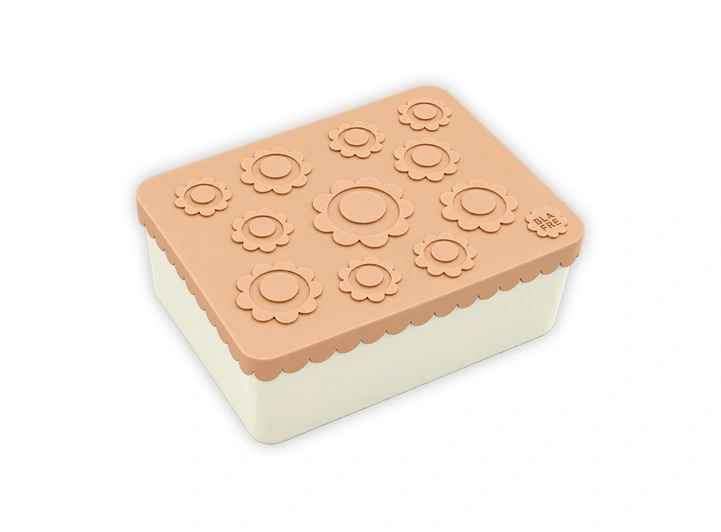 Blafre matboks i plast treroms - Blomst Fersken/beige 
