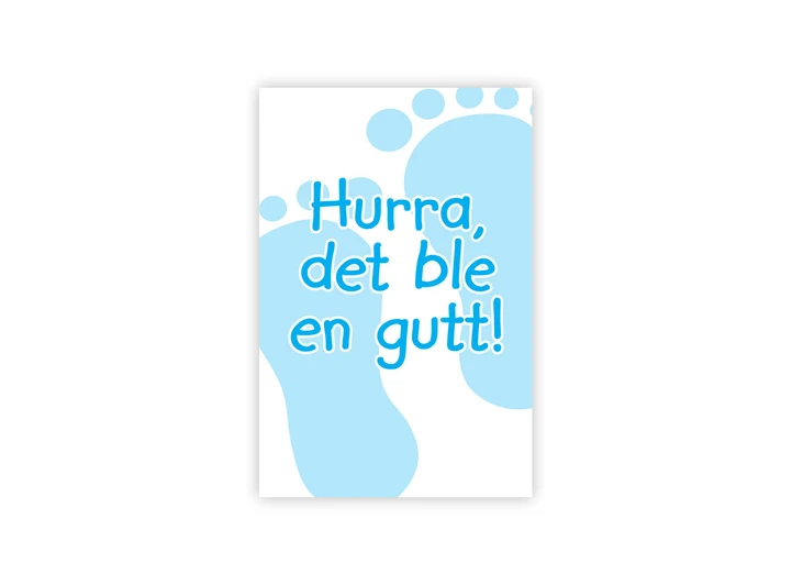 Lite dobbelt fødselskort Hurra en gutt! A7 Dobbelt kort 