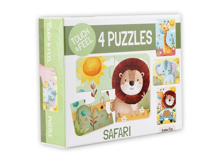 Puslespill - Safari Berør & føl 4 puslespill 