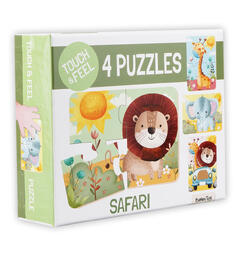 Puslespill - Safari Berør & føl 4 puslespill