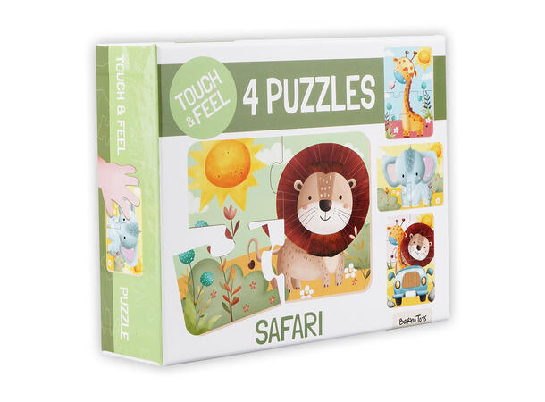 Puslespill - Safari Berør & føl 4 puslespill