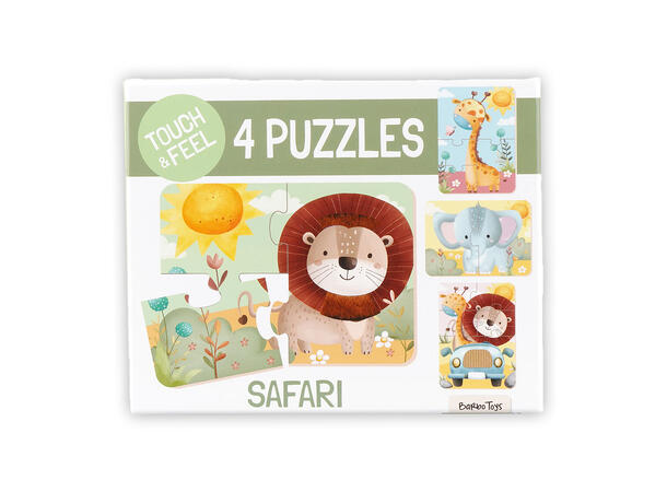 Puslespill - Safari Berør & føl 4 puslespill 