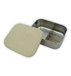 Blafre stålmatboks tre rom - Beige Med silikonlokk