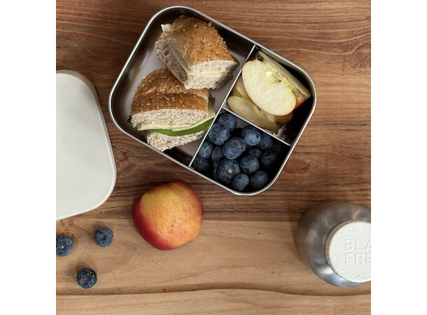 Blafre stålmatboks tre rom - Beige Med silikonlokk 