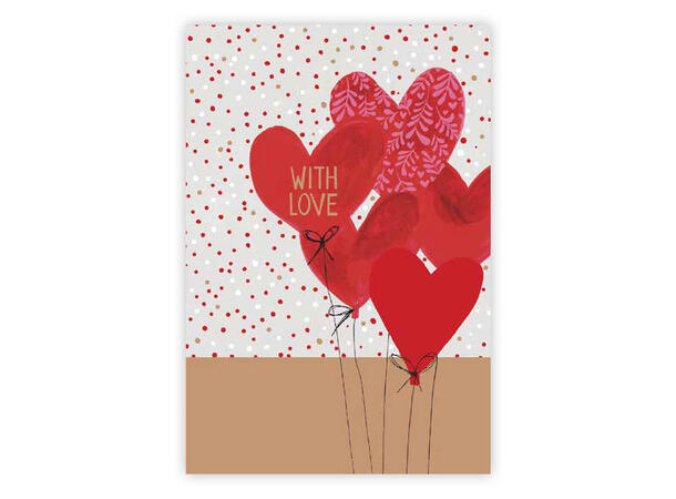 Dobbelt gratulasjonskort With love A6 Dobbelt kort