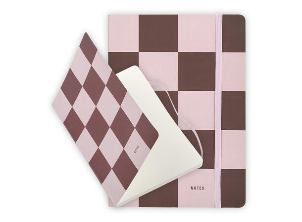 Muurla Notatbok A5 - Checks & Stripes Brun/rosa 