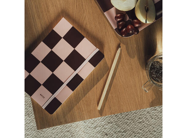 Muurla Notatbok A5 - Checks & Stripes Brun/rosa 