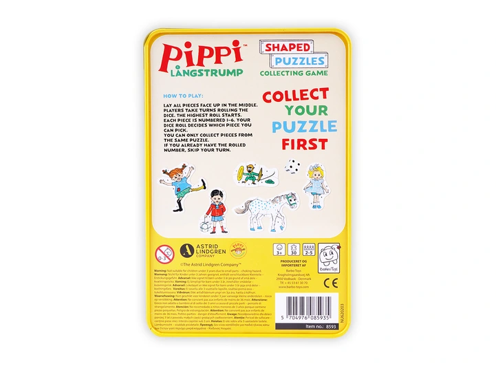 Pippi 5 puslespill i tinnboks Fra 3 år 