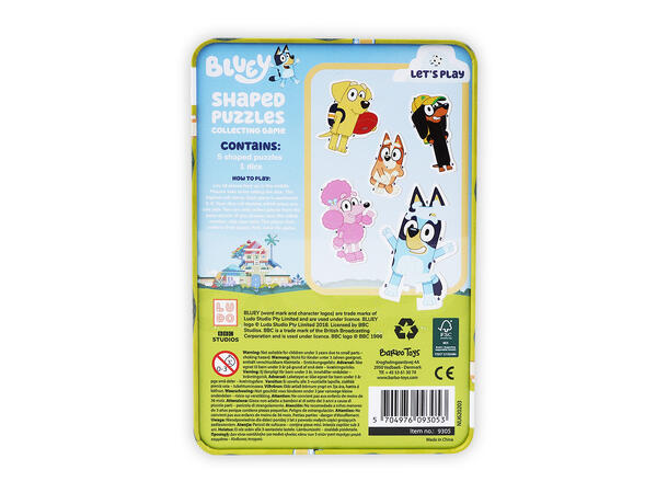 Bluey - Puslespill i tinnboks 5 puslespill