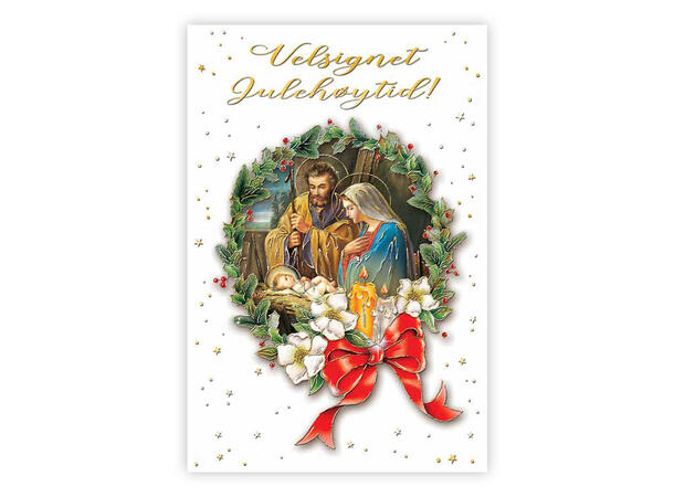 Kristent dobbelt julekort Velsignet jul A6 dobbelt kort