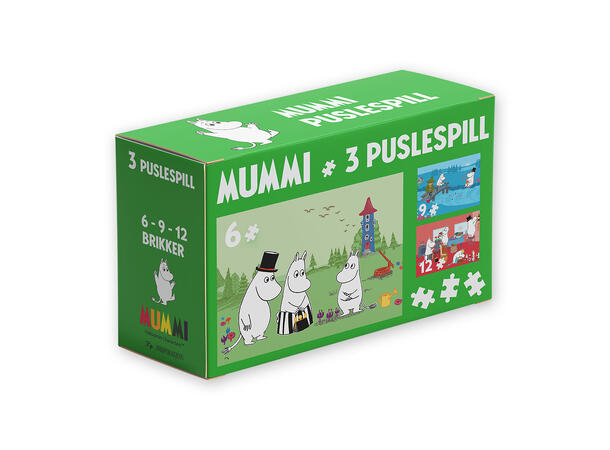 Mummi Puslespill - 3 stk 6, 9, 12 brikker 