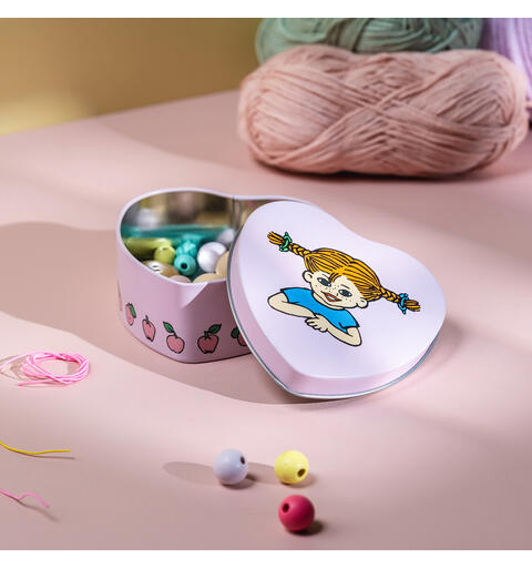 Pippi Hjerteboks i tinn - Frukt 10cm
