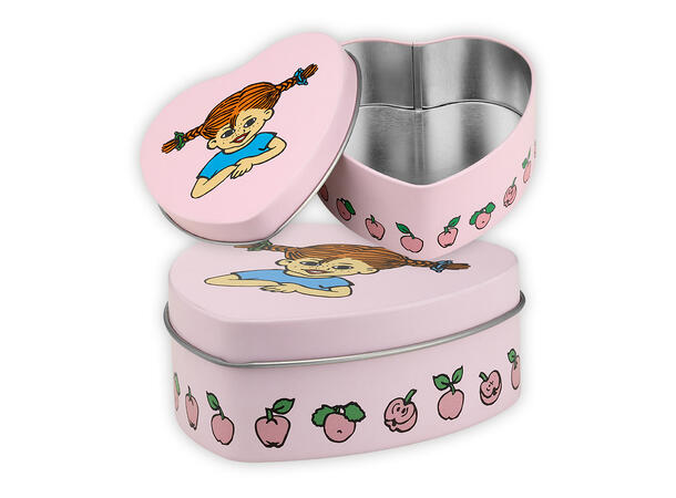 Pippi Hjerteboks i tinn - Frukt 10cm 