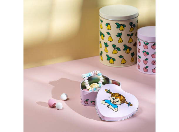 Pippi Hjerteboks i tinn - Frukt 10cm 