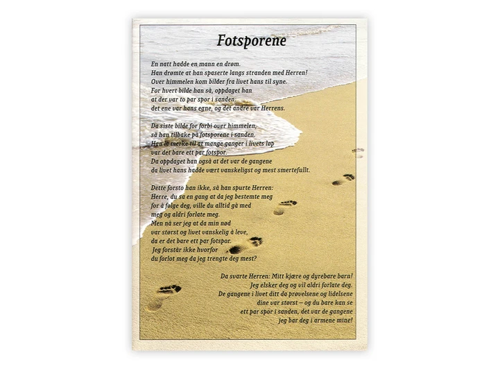 Postkort -  Fotsporene . Gul A6 Postkort 