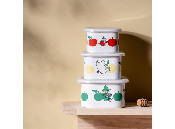 Mummi Emaljekrukke med lokke - Epler 0,67L