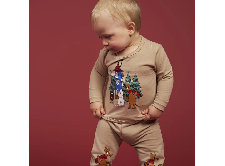 Mummi Genser - Gårdsfest Beige 68 Babyklær fra Mummi 