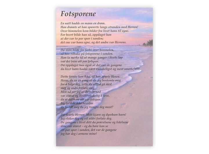 Postkort -  Fotsporene. Rosa A6 Postkort 