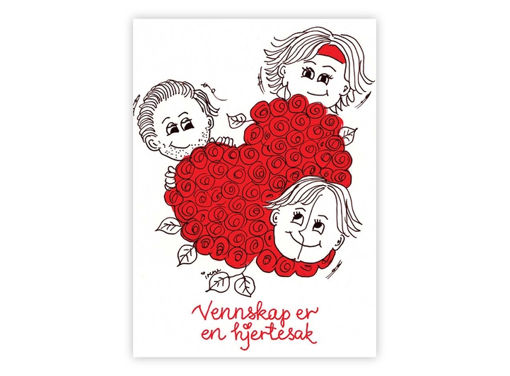 A6 Venner - Vennskap er en hjertesak A6 postkort Irene Skår 