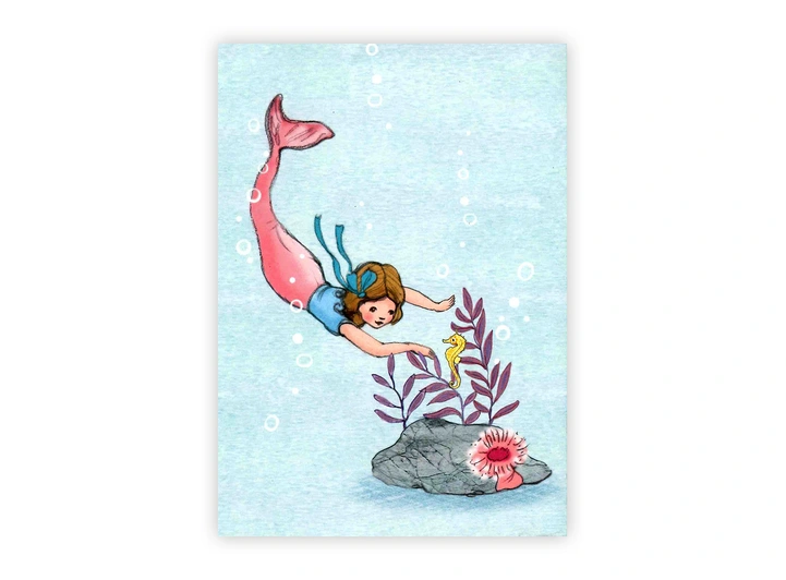 Belle & Boo - Postkort Diving Mermaid A6 