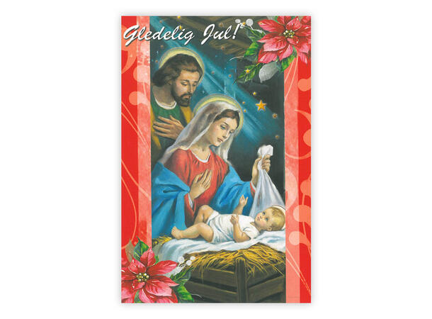 Kristent dobbelt julekort Gledelig jul A6 dobbelt kort