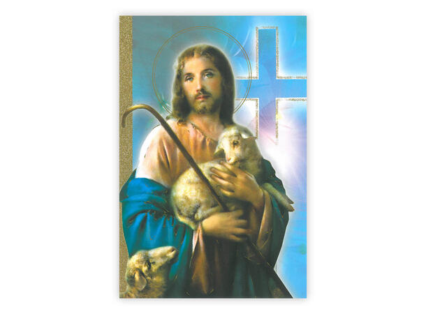 Kristent dobbelt kort Jesus med lam A6 dobbelt kort