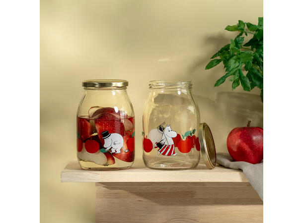 Mummi glasskrukke + 4 klistremerker 1 liter