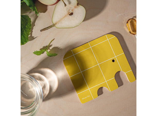 Muurla Glassbrikke - Elefant gul 11 x 10 cm 