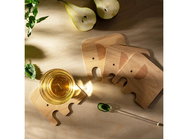 Muurla Glassbrikke - Elefant gul 11 x 10 cm