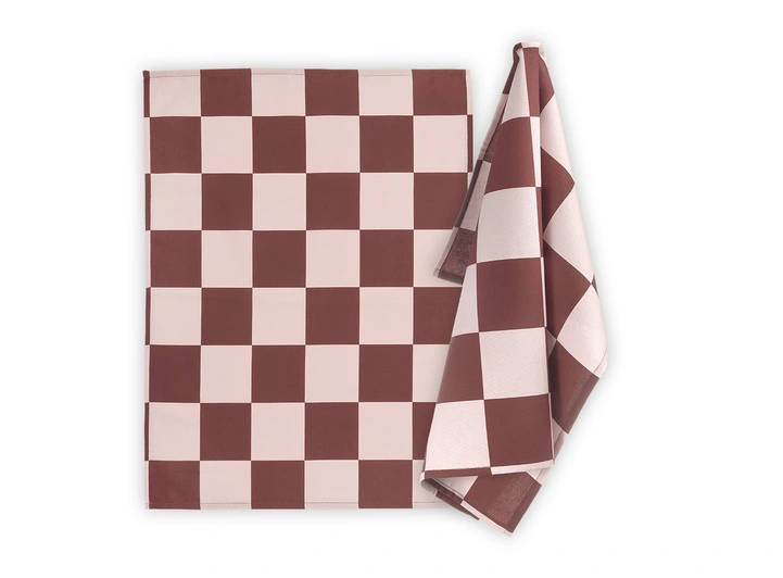 Muurla Kjøkkenhåndkle - Checks & Stripes Brun/rosa 