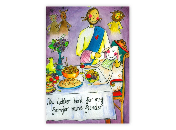 Kristent postkort Du dekker bord for meg A6 postkort 