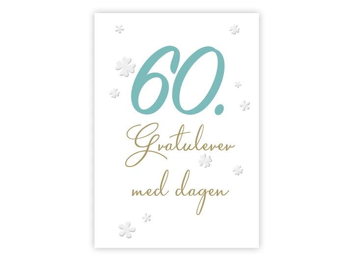 Dobbelt årstallkort 60 år Gratulerer med A6 dobbelt kort 