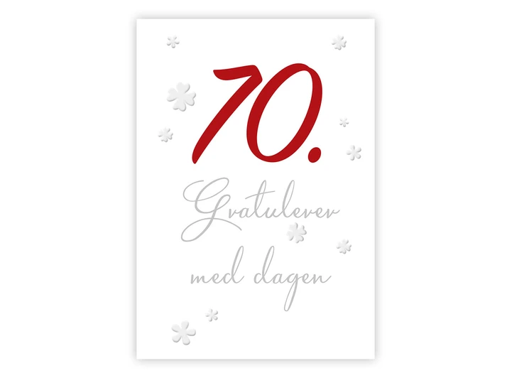 Dobbelt årstallkort 70 år Gratulerer med A6 dobbelt kort 