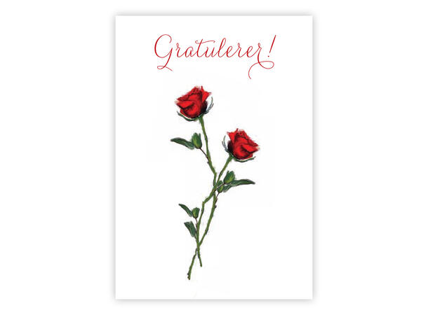 Postkort Gratulerer røde roser A6 postkort