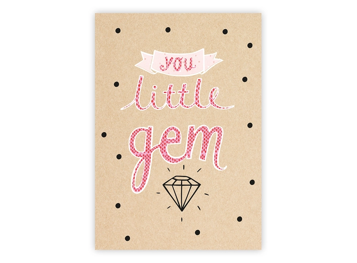 Dobbelt gratulasjonskort You little gem A6 dobbelt kort 