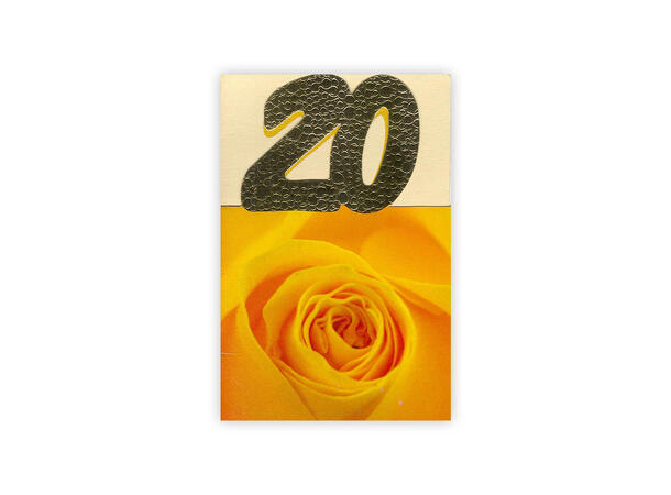 Lite dobbelt gratulasjonskort 20 år A7 dobbelt kort