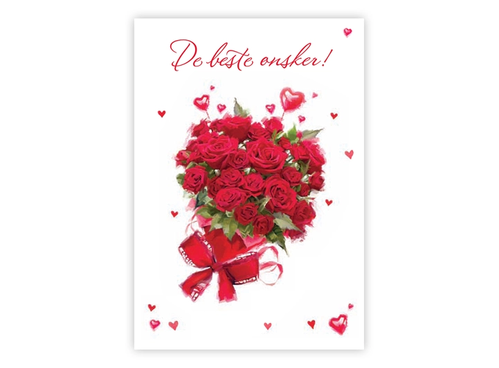 Postkort De beste ønsker rosebukett A6 postkort 