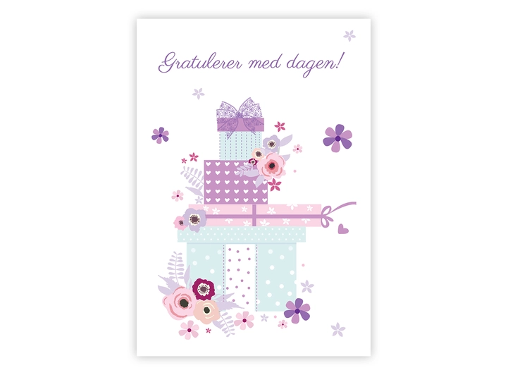 Postkort Gratulerer med dagen A6 postkort 