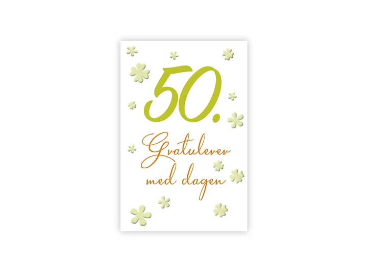 Lite dobbelt gratulasjonskort 50. A7 dobbelt kort 