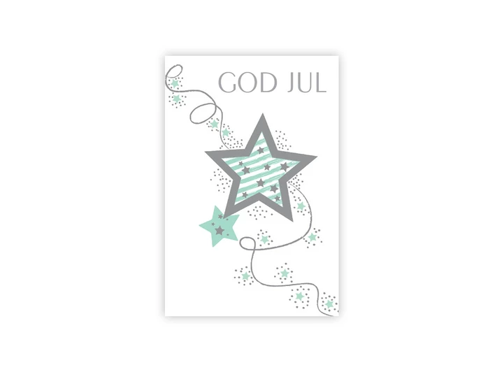 Lite dobbelt julekort God Jul stjerne A7 dobbelt kort 