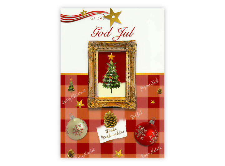 Postkort God jul på flere språk A6 Postkort 