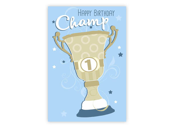 Dobbelt gratulasjonskort Happy B Champ A6 dobbelt kort