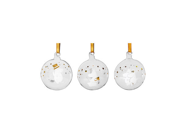 Mummi julekule - Sparkling stars 3pk 7cm gaveeske