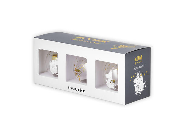 Mummi julekule - Sparkling stars 3pk 7cm gaveeske