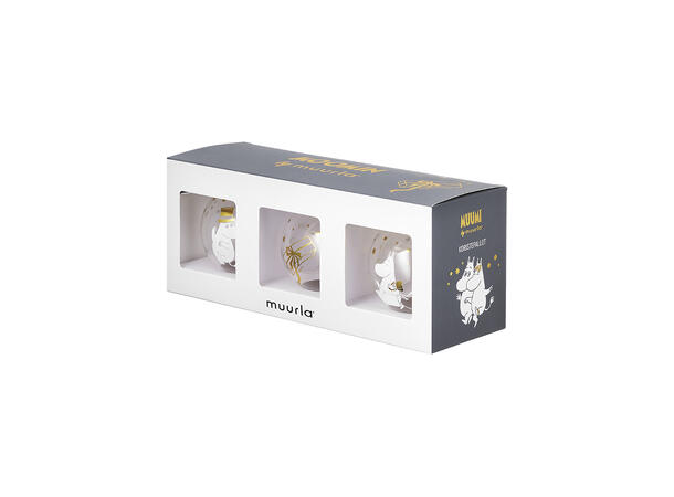 Mummi julekule - Sparkling stars 3pk 7cm gaveeske
