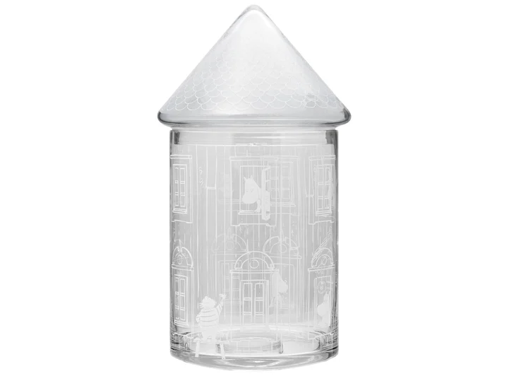Mummi glasskrukke med lokk - Mummihuset 15x30cm  Mummihuset 