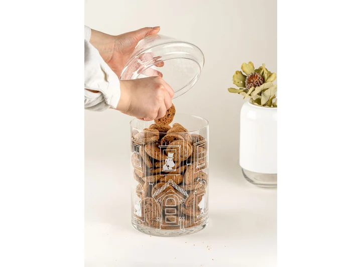 Mummi glasskrukke med lokk - Mummihuset 15x30cm  Mummihuset 