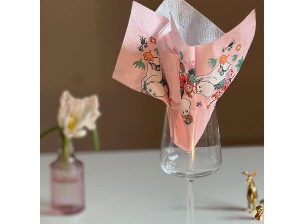 Servietter Snorkfrøken rosa 33x33 cm Mummi